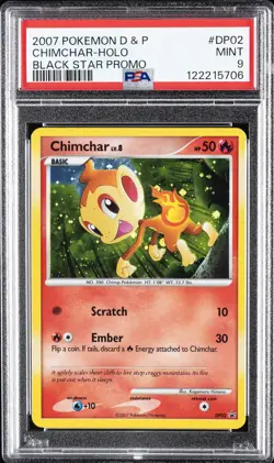 2007 POKEMON DIAMOND & PEARL BLACK STAR PROMO #DP02 CHIMCHAR-HOLO PSA 9 - Image 1