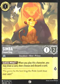 Simba - Future King 188/204 Common The First Chapter NM Lorcana Disney - Image 1