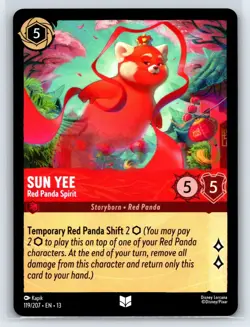 119 Sun Yee - Red Panda Spirit - Uncommon 2026 Disney Lorcana Attack of the Vine - Image 1