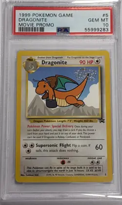 1999 Pokemon Game Movie Promo #5 Dragonite PSA 10 GEM MINT - Image 1