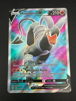 Houndoom V FULL ART ULTRA RARE 178/189 Pokemon SWSH Darkness Ablaze Holo NM 2020 - Image 1