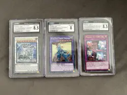 3x Graded Yu-Gi-Oh! Cards CGC 8/8.5: Blue-Eyes & Maliss. Free UK Shipping. - Image 1
