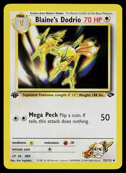 Pokemon Card - Blaine's Dodrio Gym Challenge 32/132 1st Edition Uncommon - Image 1