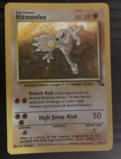 RARE Pokemon Card Hitmonlee 07/62 Fossil Holo - Image 1