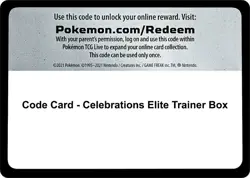 Pokemon Code Card Celebrations ETB Elite Trainer Box - Image 1