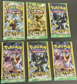 #3 Pokemon Fates Collide XY SIX (6) Factory NEW Sealed Unopened 3 Card Packs Lot - Image 1