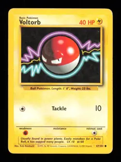Pokemon Voltorb 67/102 Common Base Set Unlimited Moderately Played - Image 1
