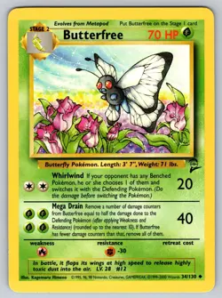 Butterfree 34/130 Uncommon Base Set 2 Pokemon Near Mint - Image 1