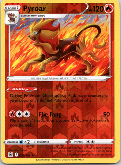 Pokemon Pyroar 29/196 Lost Origin Rare Holo Reverse Holo NM TCG Fire - Image 1