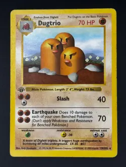 Pokemon TCG: Dugtrio - Base Set Shadowless 1st Edition 19/102 [HP] - Image 1
