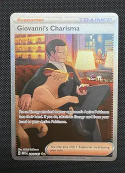 Pokemon TCG 151 Full Art Trainer Giovanni's Charisma 204/165 Near Mint - Image 1