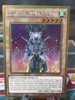 Yugioh Kiwi Magician Girl MVP1-ENG16 Gold Secret Rare 1st Edition Waifu NM - Image 1