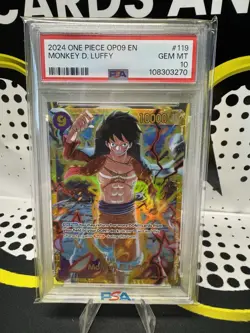 2024 One Piece Monkey D. Luffy OP09-119 Emperors Secret Rare PSA 10 Gem Mint - Image 1