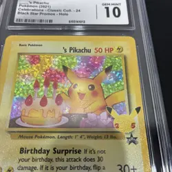 Pokemon CGC 10 Gem Mint PSA 10 Birthday Pikachu Celebrations Promo Holo 24/53 - Image 2