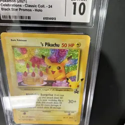 Pokemon CGC 10 Gem Mint PSA 10 Birthday Pikachu Celebrations Promo Holo 24/53 - Image 4