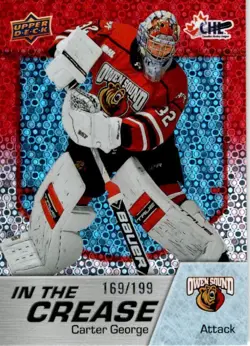 Carter George Owen Sound 2025-26 UD CHL In The Crease RED #/199 ITC-9 - Image 1