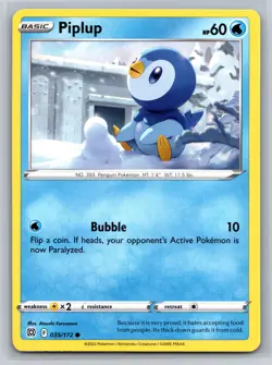 Piplup 035/172 Brilliant Stars Common Water-Type Basic Pokemon TCG Card 2022 - Image 1