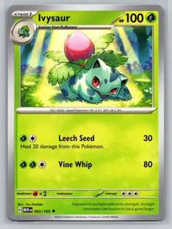 Pokemon TCG Ivysaur 002/165 Pokemon 151 Grass Type Stage 1 Uncommon Card - Image 1
