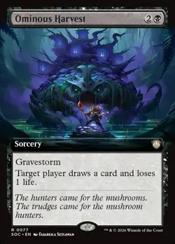 SOC Extended Art OMINOUS HARVEST 1x Magic Secrets of Strixhaven Commander MTG NM - Image 1
