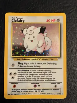 Clefairy 5/102 Holo Rare Base Set Unlimited Pokemon - Image 1