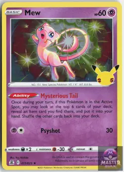 Mew 011/025 Holo Rare Celebrations Pokemon Lightly Played - Image 1
