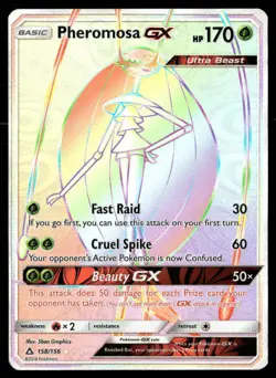 Pheromosa GX 158/156 Rainbow Rare Ultra Prism Pokemon Holo LP - Image 1