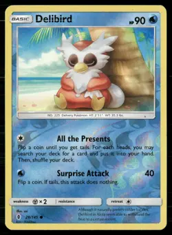 Delibird 26/145 Common Guardians Rising Pokemon Reverse Holo MP - Image 1