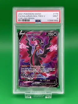Pokemon Galarian Moltres V Holo SWSH06 Chilling Reign PSA 9 2021 176/198 - Image 1