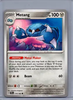 METANG 114/162 COMMON TEMPORAL FORCES POKEMON NM/M - Image 1