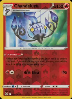 CHANDELURE 026/196 RARE LOST ORIGIN POKEMON REVERSE HOLO NM - Image 1