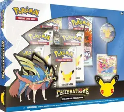 Pokemon Celebrations Zacian Deluxe Pin Collection 4 Packs Celebrations & 2 SWSH - Image 1
