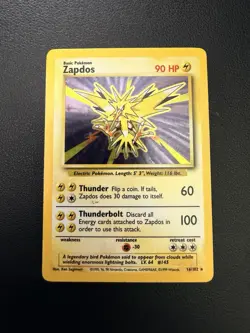 Zapdos 16/102 Rare Holo Pokemon TCG Card Vintage WOTC Base Set 1999 - Image 1