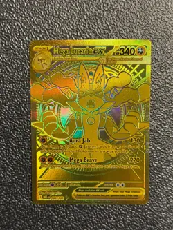 Pokemon TCG Mega Lucario EX 188/132 Mega Evolution Gold Hyper Rare Card LP+ - Image 1