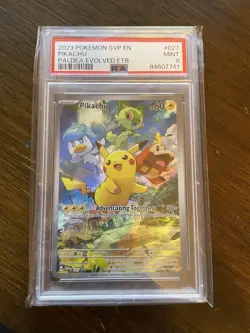 Pokemon TCG Pokemon Center Pikachu SVP 027 Paldea Evolved Black Star PSA 9 - Image 1