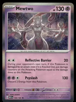 Mewtwo 150/165 Rare 151 Pokemon Holo Near Mint - Image 1
