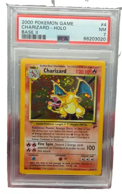 Pokemon 2000 Charizard #4/130 Base Set 2 Holo PSA 7 Near Mint Awesome Swirl - Image 2