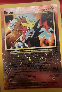 Entei #34 Reverse Holo Pokemon 3 Movie Promo Card 2001 SWIRL HP - Read - Image 1