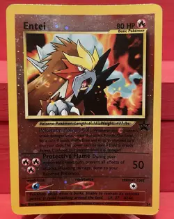 Entei #34 Reverse Holo Pokemon 3 Movie Promo Card 2001 SWIRL HP - Read - Image 2