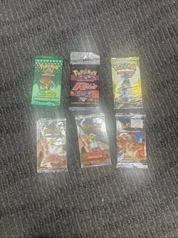 VINTAGE POKEMON *EMPTY* OPENED BOOSTER PACKS WRAPPER LOT OF 6 - Image 1