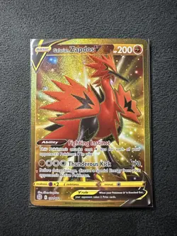 Pokemon Galarian Zapdos V Full Art 182/172 TCG Brilliant Stars Gold - Image 1