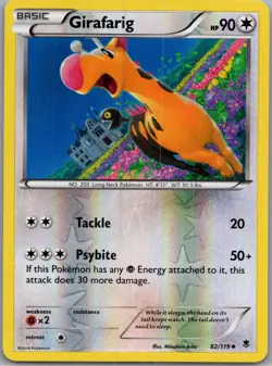 Girafarig 82/119 Uncommon Phantom Forces Pokemon Reverse Holo Moderately Played - Image 1
