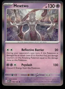 Mewtwo 150/165 Rare 151 Pokemon Holo Near Mint - Image 1