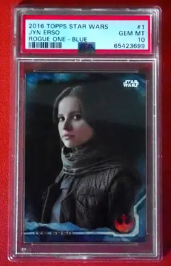 🔥 🔥 PSA 10 2016 Rogue One Series 1 Jyn Erso Rookie #1 Blue Squadron Star Wars - Image 1