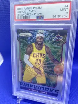 2014 PANINI PRIZM FIREWORKS SILVER REFRACTOR LEBRON JAMES PSA 9 MINT CLEVELAND - Image 4