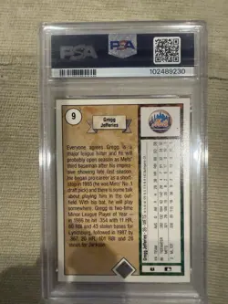 1989 UPPER DECK STAR ROOKIE RC GREGG JEFFERIES PSA 10 - Image 2