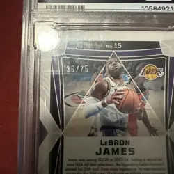 LeBron James 2023-24 Panini Obsidian Electric Etch Reggae Flood /75 PSA 8 - Image 3