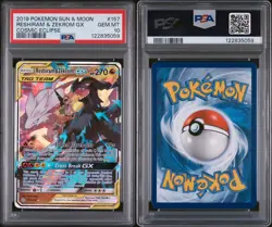2019 POKEMON SUN & MOON COSMIC ECLIPSE #157 RESHIRAM & ZEKROM GX PSA 10 - Image 3