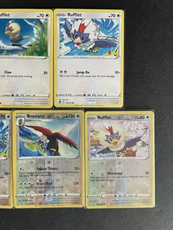 Braviary (RevHOLO)+Rufflet (x4/2 Rev HOLOs) 5-card mixed Pokemon lot - PWE - Image 4
