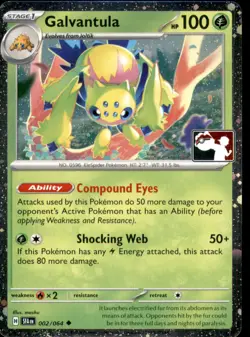 Galvantula 002/064 HOLO UC Prize Pack Series Cards Pokemon NM HOLO - Image 1