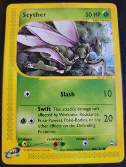Scyther # 106/147 Aquapolis Set Pokemon Trading TCG Game Cards LP - Image 1